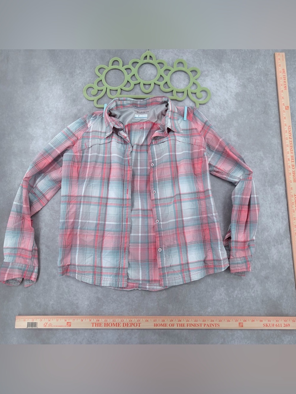 Columbia Pink and Gray Plaid Button-Down Shirt Omni shade